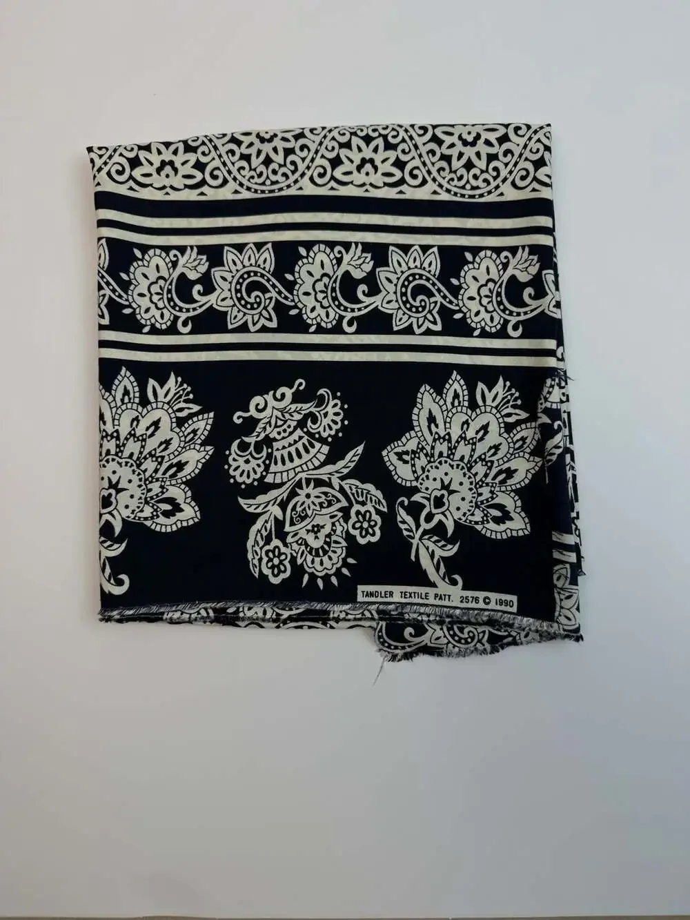 Tandler Textile Pattern 2576 Floral Navy and White Fabric Material 1990